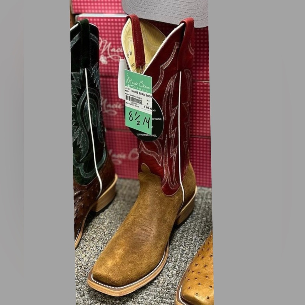 Macie Bean Red and Brown Western Boots